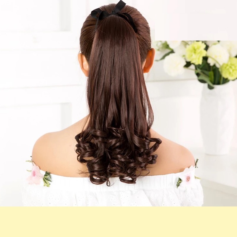 Tóc cột xoăn đuôi 48cm D15 😍FREESHIP😍 buộc tóc giả nữ Sỉ 40k đuôi tóc giả nữ thời trang, cột xoăn tóc giả