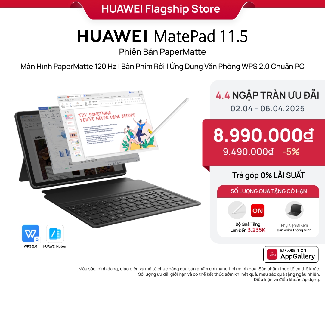 Máy tính bảng HUAWEI MatePad 11.5" | HUAWEI Notes | Bàn Phím Rời