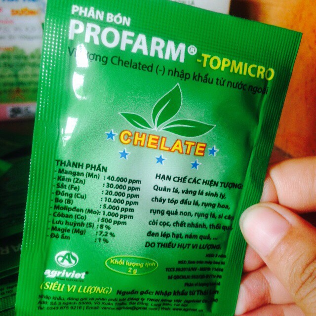 Phân bón lá Siêu Vi Lượng Thái Lan Chelate Profarm TopMicro 2 gram