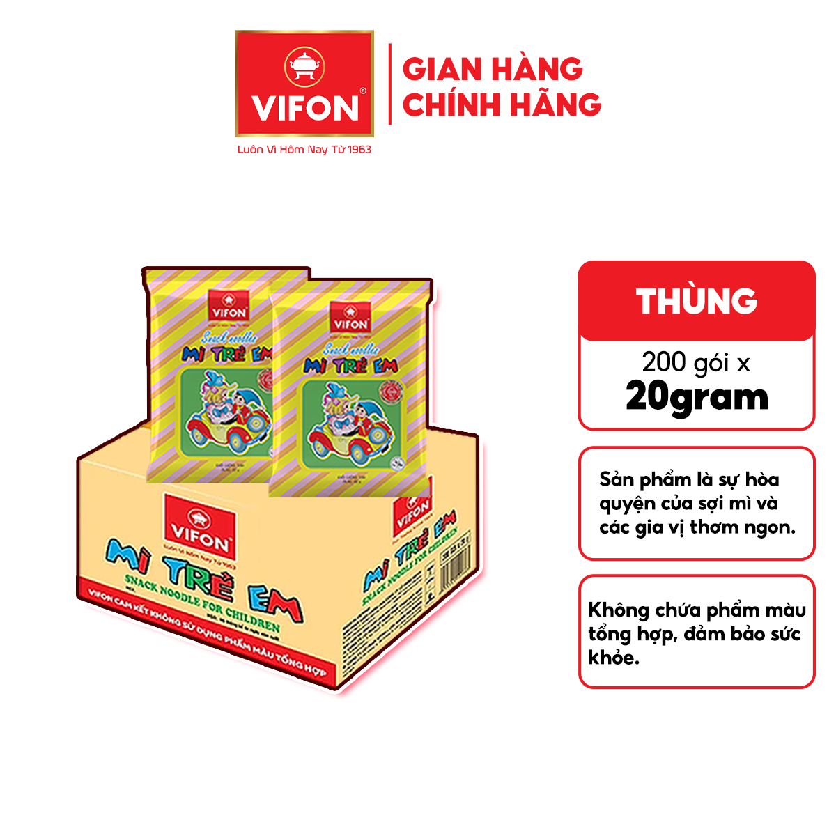 [VOUCHER 16%, LAZCOIN 10%] Thùng 200 gói Mì Trẻ Em VIFON 15gr/ Gói