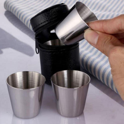 1/4Pcs 30ml Portable Stainless Steel Wine Drinking Shot Glasses Barware Cup