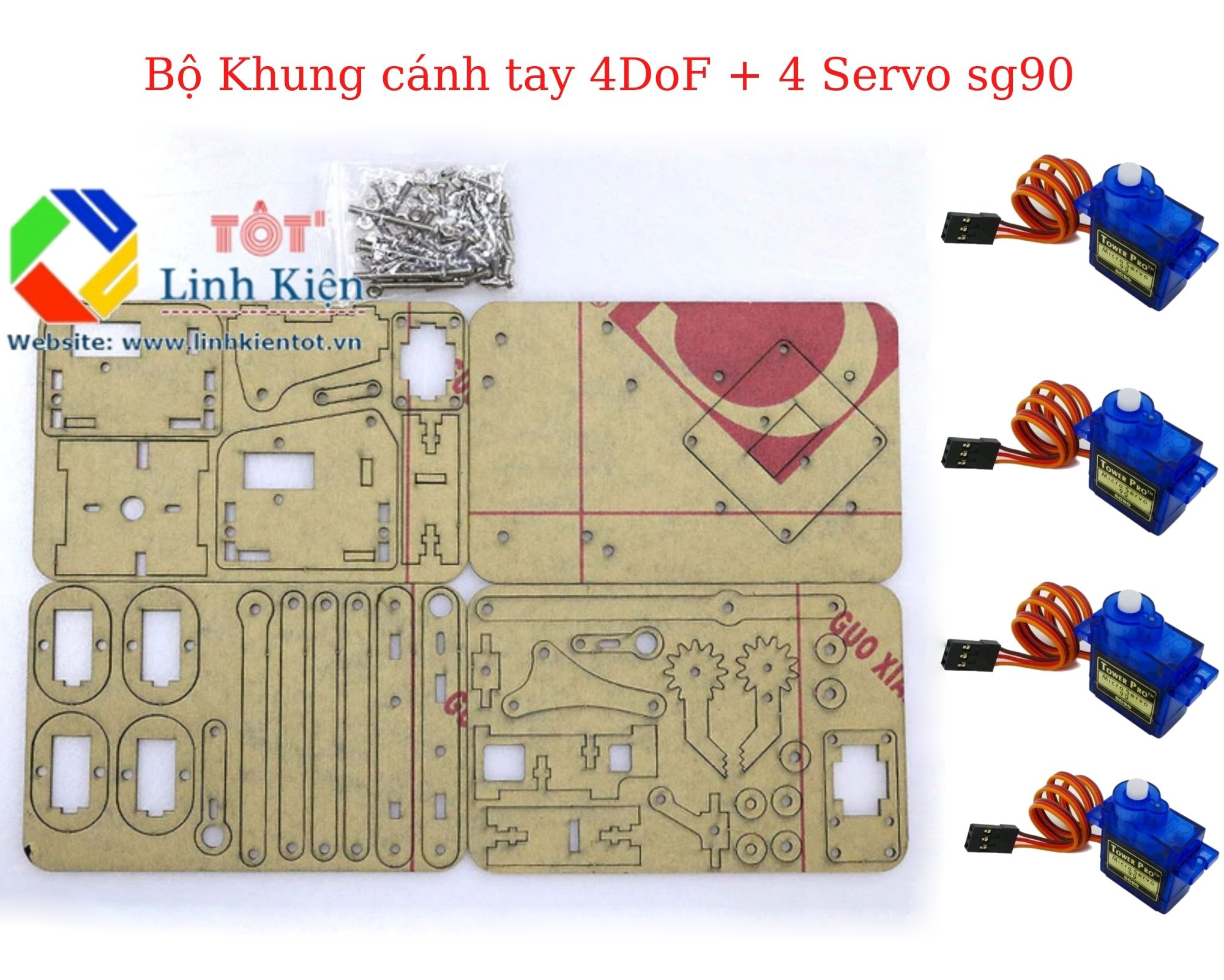 Bộ cánh tay rô bốt 4 bậc mica - Arm 4DoF robot me-arm