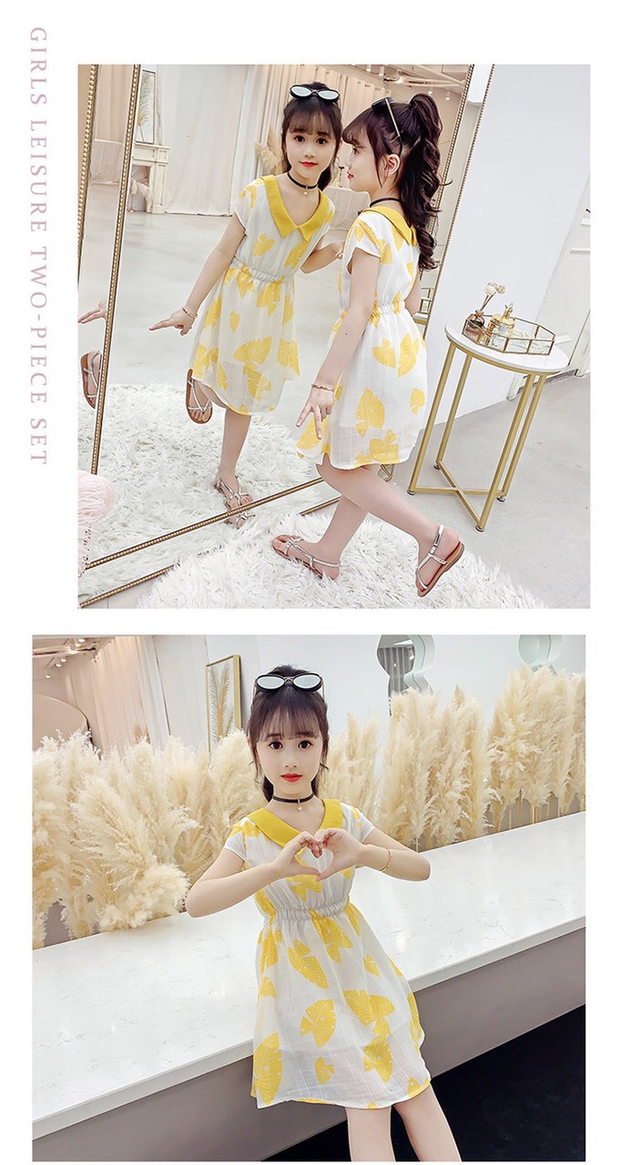 đầm cho bé gái dáng xòe eo co giãn từ 5 đến 14 tuổi 0070