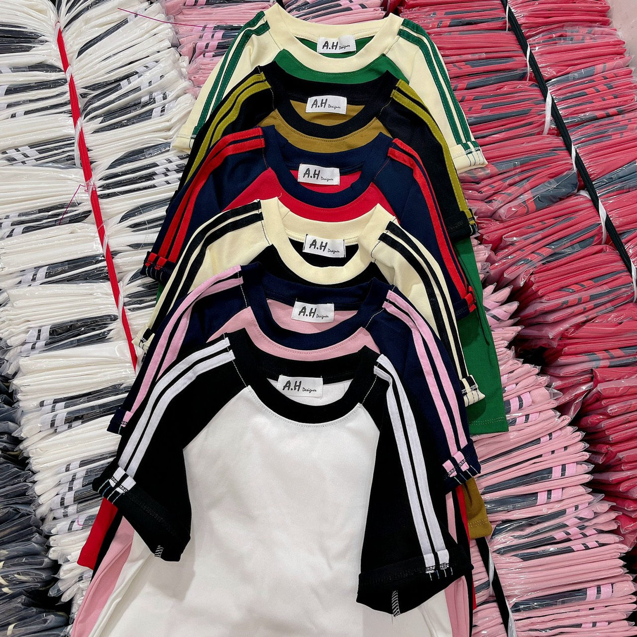 Áo thun dáng ôm nữ phối sọc tay RAGLAN ( RAGLAN CT MỚI )
