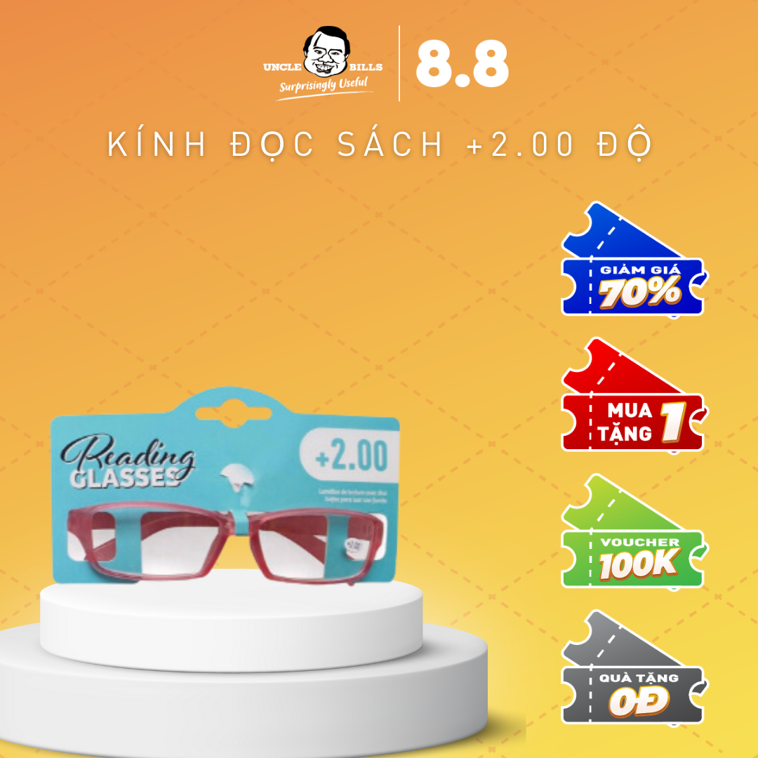Kính Đọc Sách +2.00 Độ AE0879 Uncle Bills (Giao màu ngẫu nhiên)