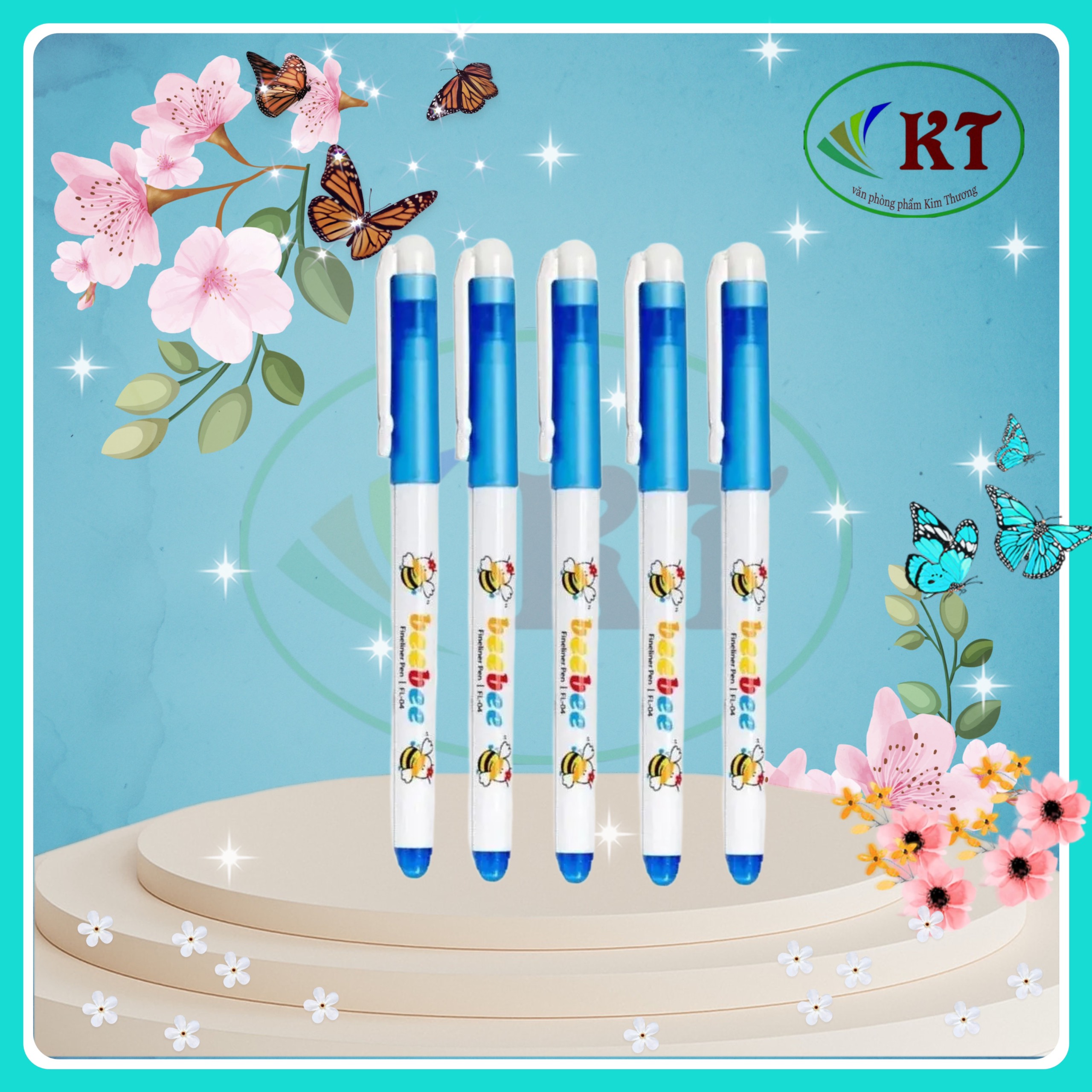 Hộp 10 cây Bút lông kim FL-04 mực tím/xanh chính hãng Thiên Long
