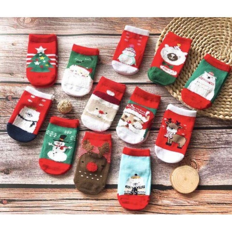 SET 5 ĐÔI TẤT NOEL CHO BÉ SIÊU ĐÁNG YÊU, TẤT NOEL CHO BÉ, VỚ NOEL AS