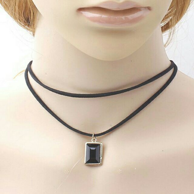 [HCM]TATOO CHOKER 2 TẦNG MẶT ĐÁ
