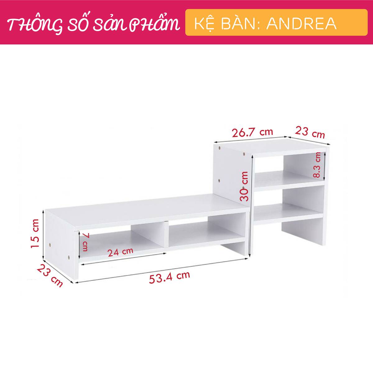 Kệ sách gỗ để bàn kệ sách mini SMLIFE Andrea