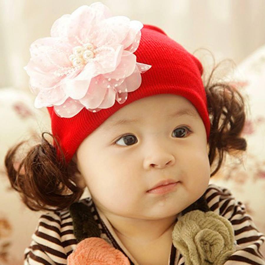 Nón tóc giả cho bé đính hoa ren xinh xắn (CÓ ẢNH THẬT)