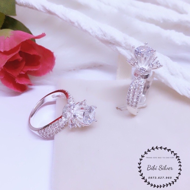☃❂ Nhẫn nữ bạc ta gắn đá cao sang chảnh - Nhẫn bạc Bibi mẫu mới đẹp
