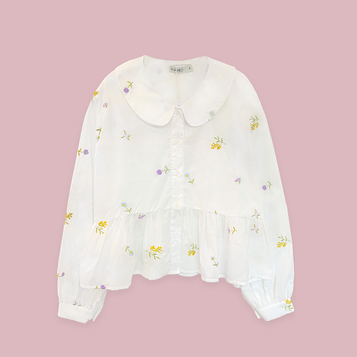 Áo sơ mi dài tay thêu hoa naked by v - hoa blouse