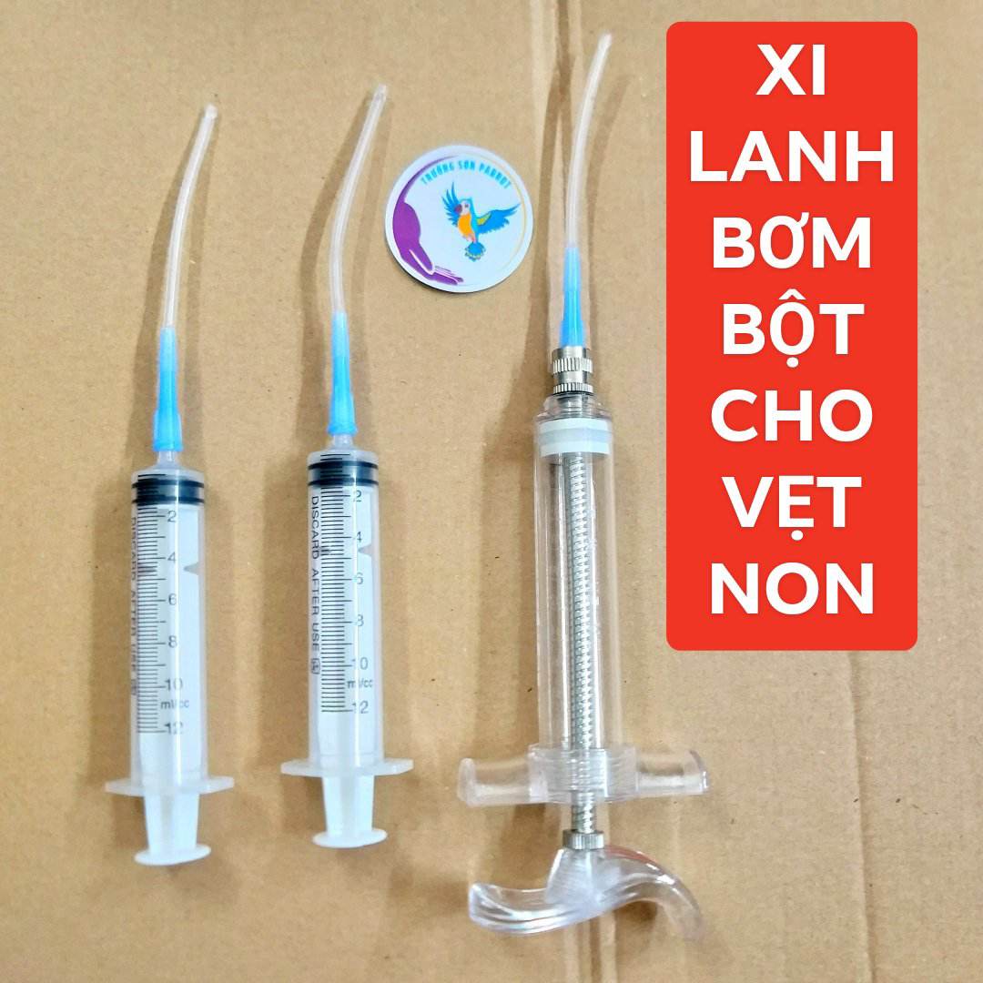 Xi lanh và ống luồn bơm bột cho vẹt non