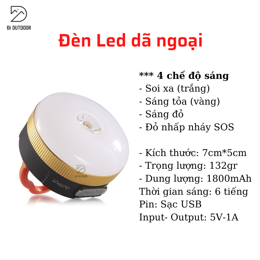 Đèn treo lều đèn cắm trại mini sạc cổng USB 3- 4 chế độ sáng