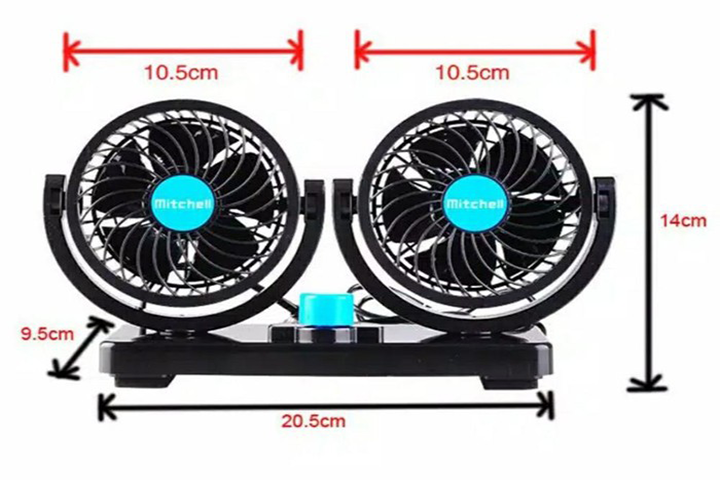 Quạt đôi mini Mitchell 24V cho xe Ô tô