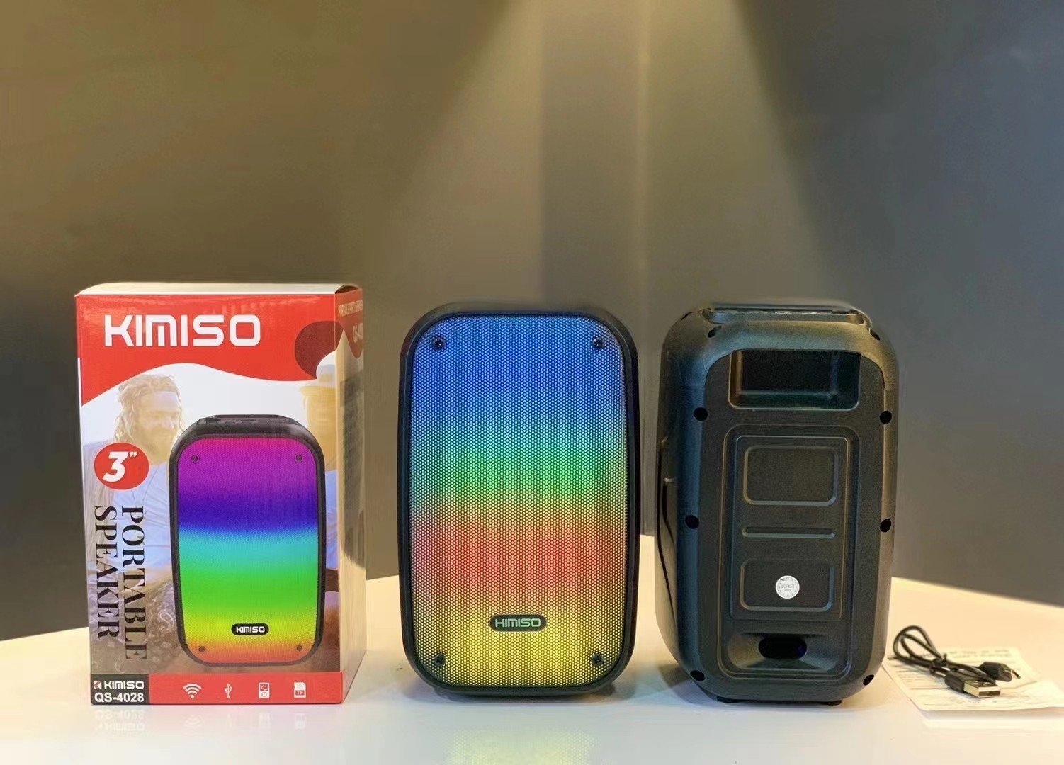 Loa Bluetooth mini để bàn KIMISO QS-4028 hiệu ứng đèn Led nhiều màu sắc, nghe nhạc siêu hay - Hàng nhập khẩu chính hãng