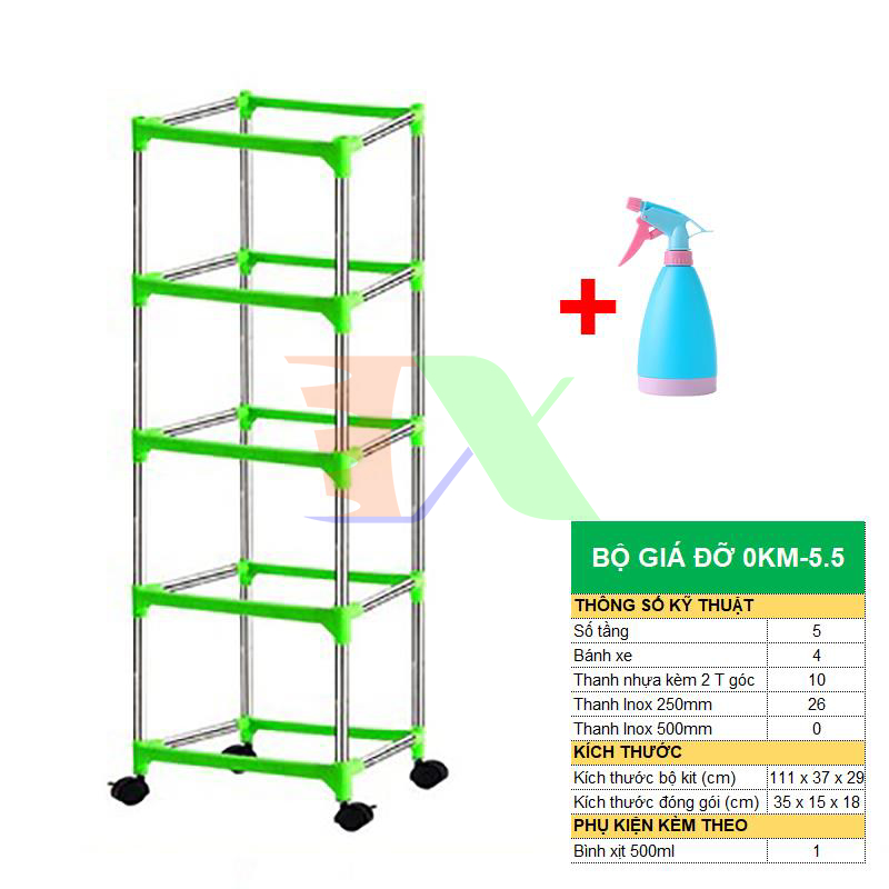 Bộ khung giá Khay trồng rau mầm thủy canh 0KM , Gồm Giá đỡ, Bình xịt