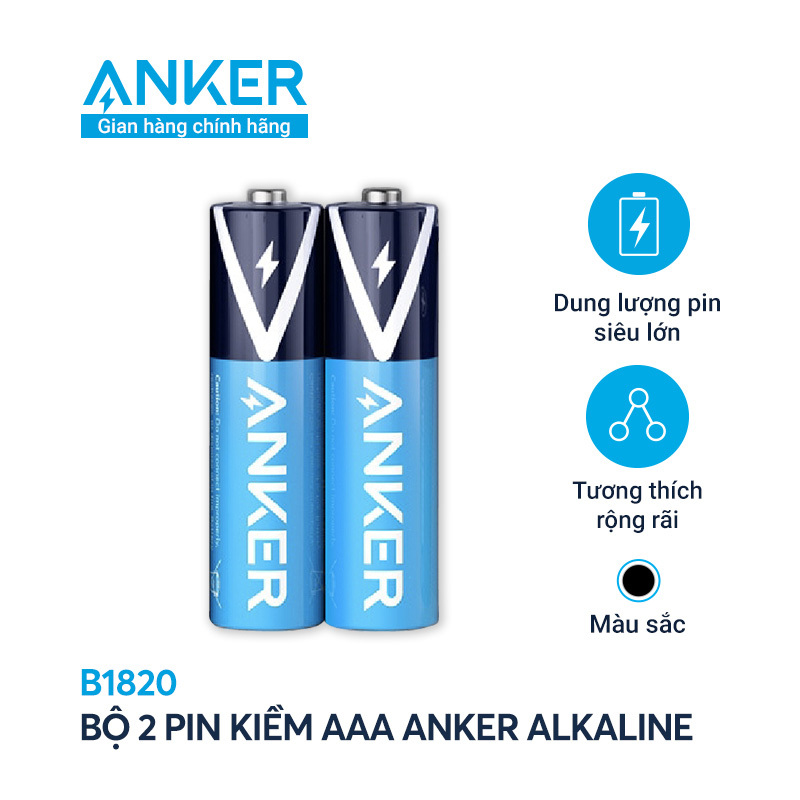 Bộ 2 Pin Kiềm AAA ANKER Alkaline - B1820 bền bỉ, chống rò rỉ và an toàn với công nghệ PowerLock