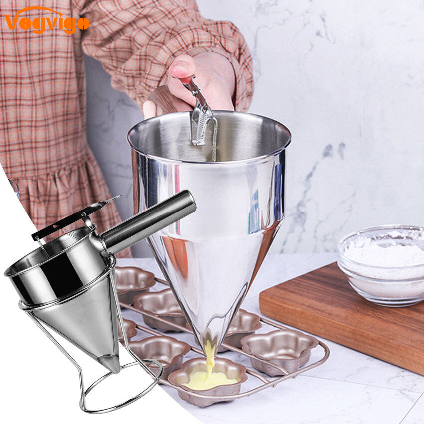 Stainless Steel Plunger Funnel with FunnelCream Sauce Stand Small Octopus Balls Tool With Rack Baking Cupcake Kitchen tool
