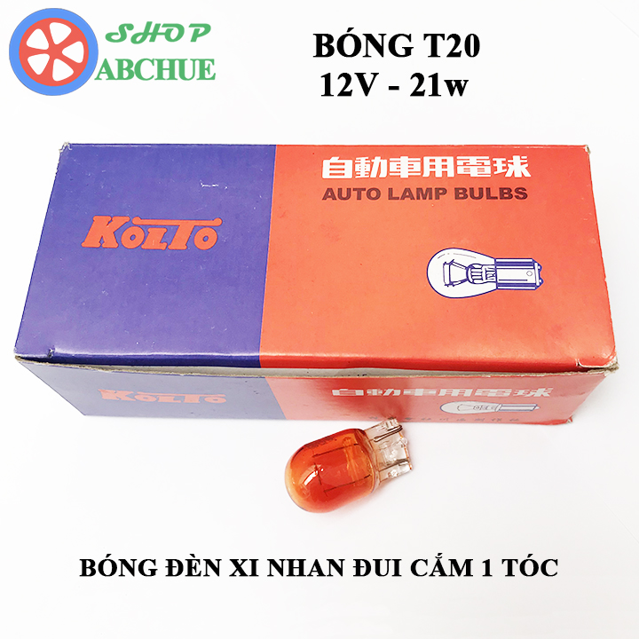 Combo 10 bóng xi nhan ô tô t20 màu vàng 1 tóc 12v 21w đui cắm