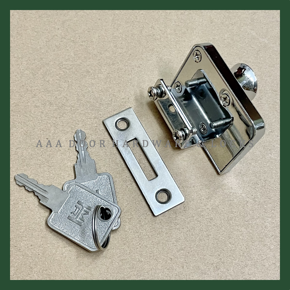 Khóa tủ kính đôi HAMMERED 409 (Khóa nhấn tủ kính 2 cánh)
