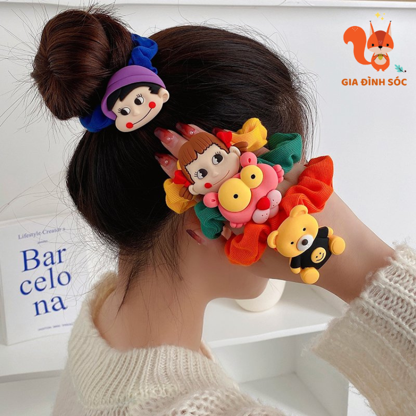 Dây buộc tóc vải hình hoạt hình dễ thương