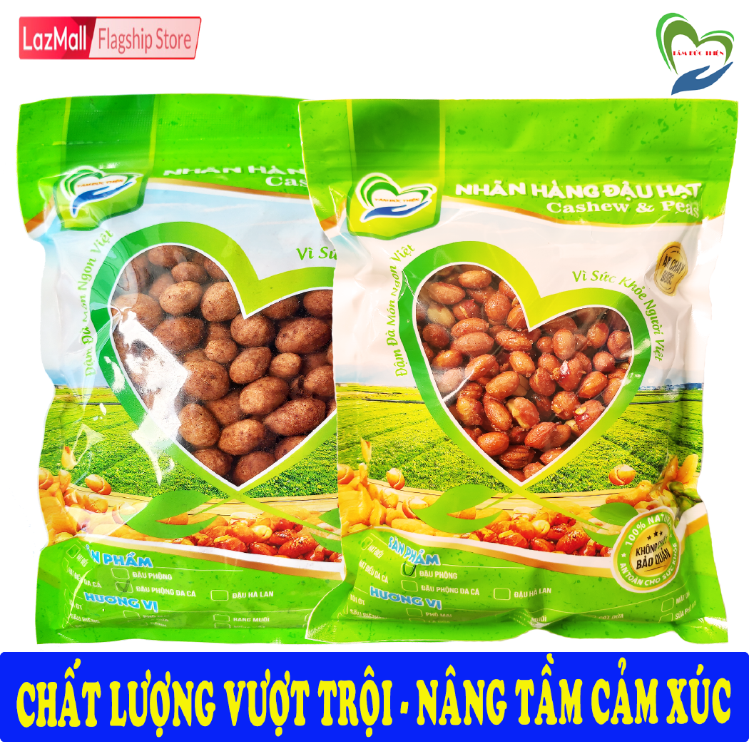 Combo 1KG Đậu Phộng 2 Vị: Da Cá Cacao và Rang Muối Tâm Đức Thiện Thực Phẩm Đóng Gói Đóng Hộp Ăn Liền đồ ăn vặt Lazada bánh kẹo quà Tết