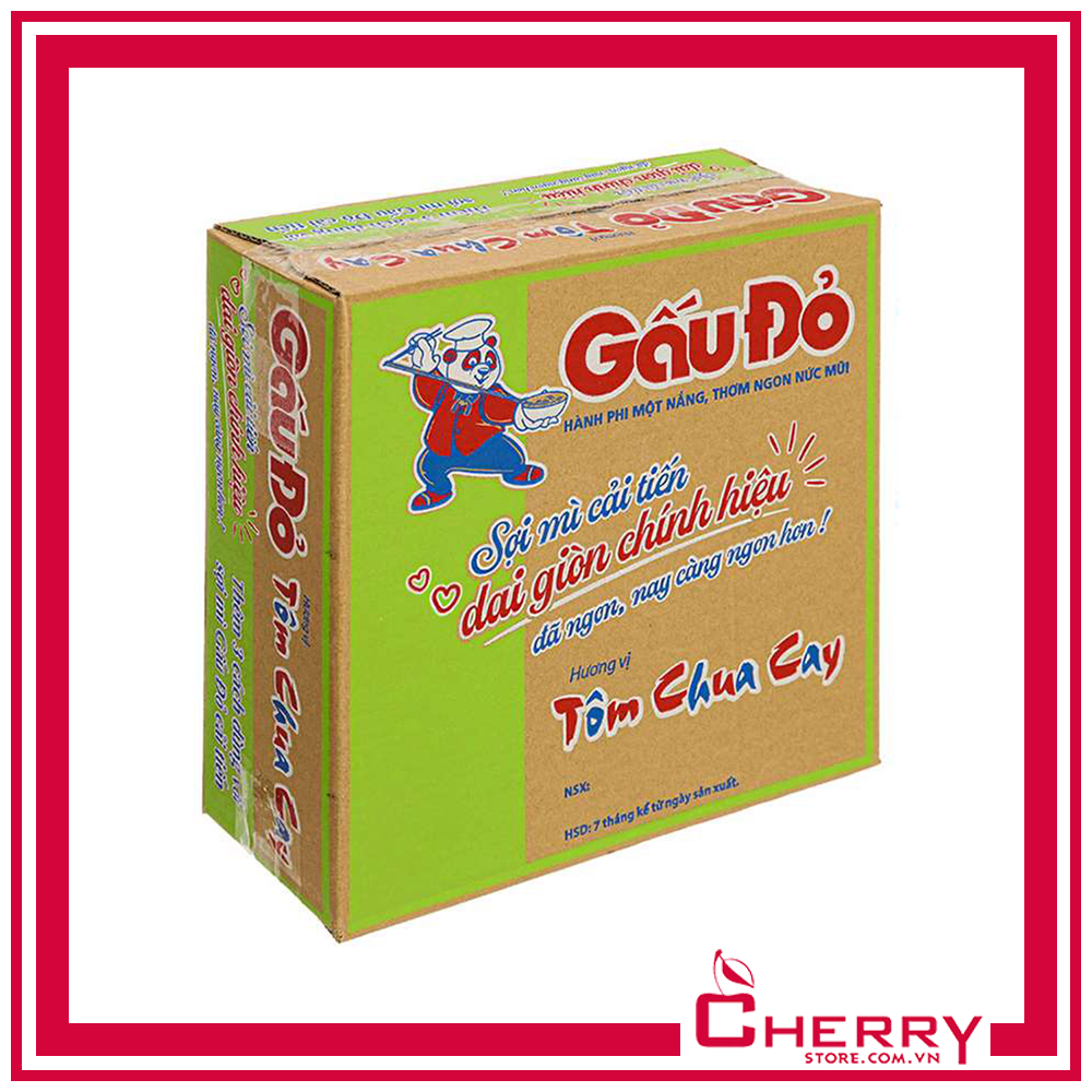 Thùng 30 gói mì Gấu Đỏ tôm chua cay 63g