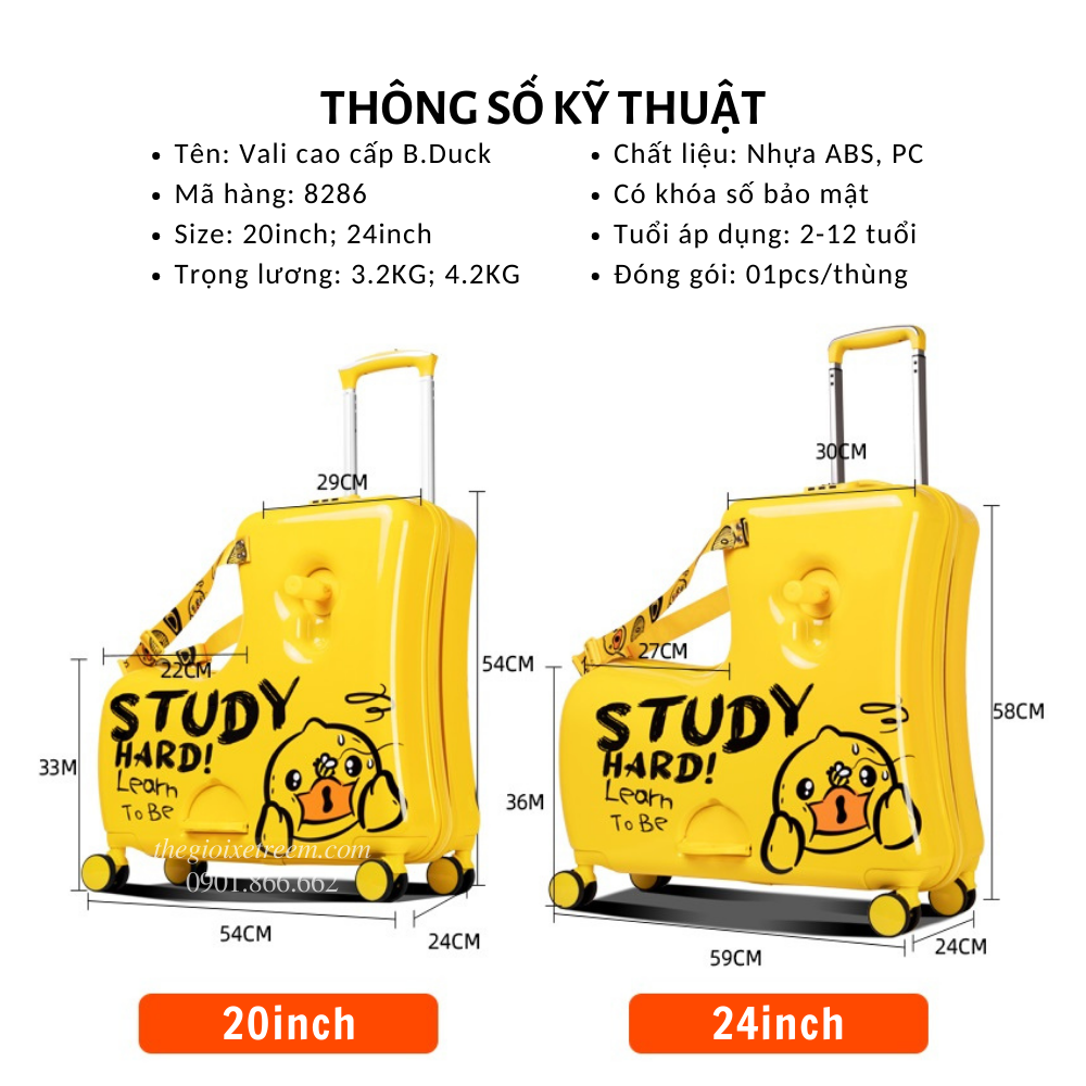 Vali cho bé bản quyền B.Duck 8286 [20in/24in]