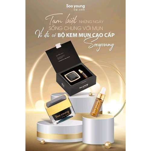Combo kem face + serum mụn Lục Tảo Soo young (chính hãng)