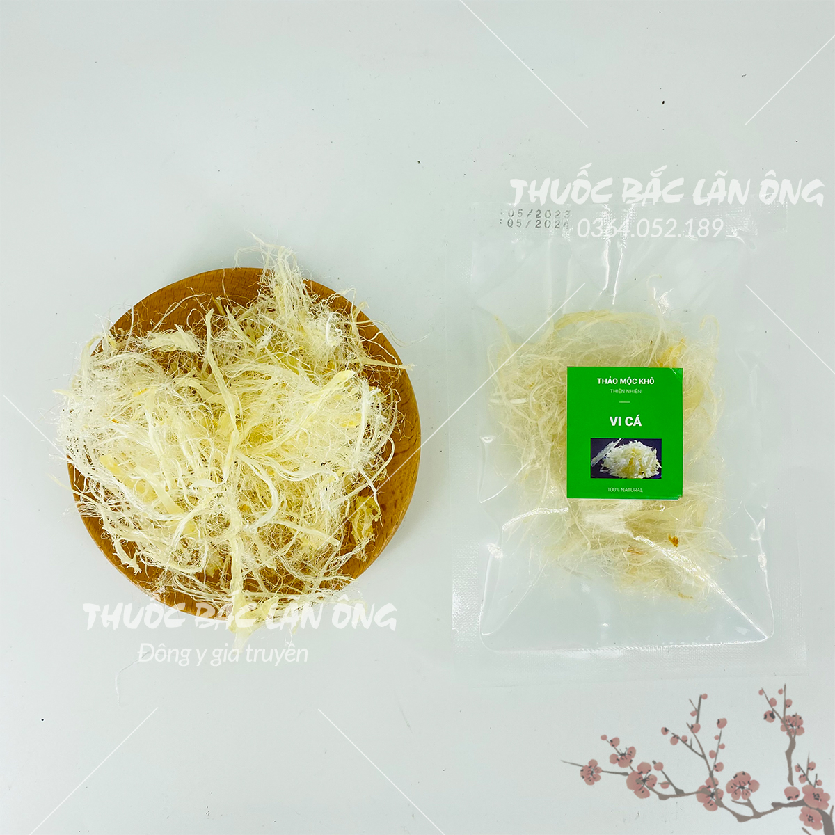 Vi cá mập nguyên cước 100g (Dạng sợi, dùng nấu súp, hầm canh dinh dưỡng, chế biến tiện lợi) - Thuốc bắc lãn ông