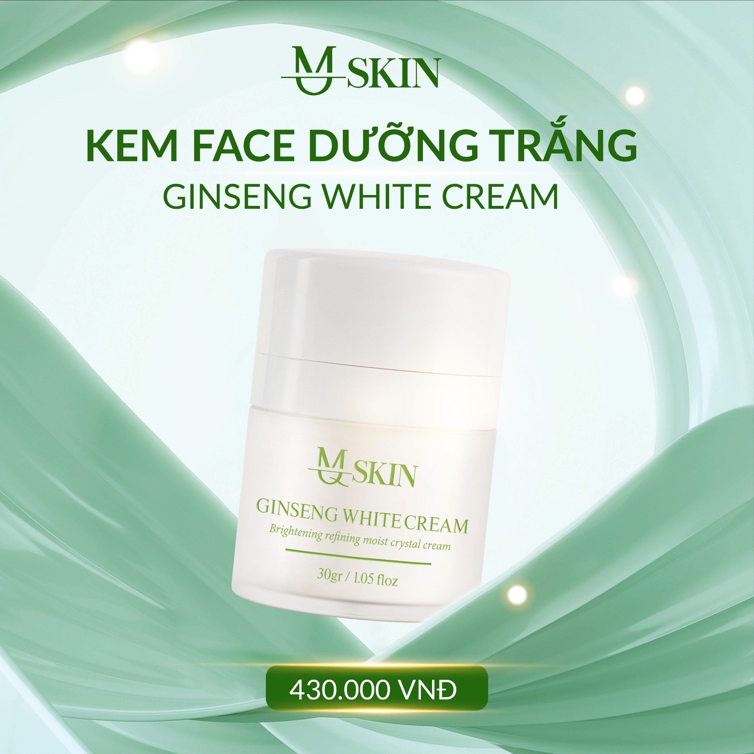 Kem Face Nhân Sâm, Ginseng White Cream dưỡng trắng sáng da 30gr ( New)