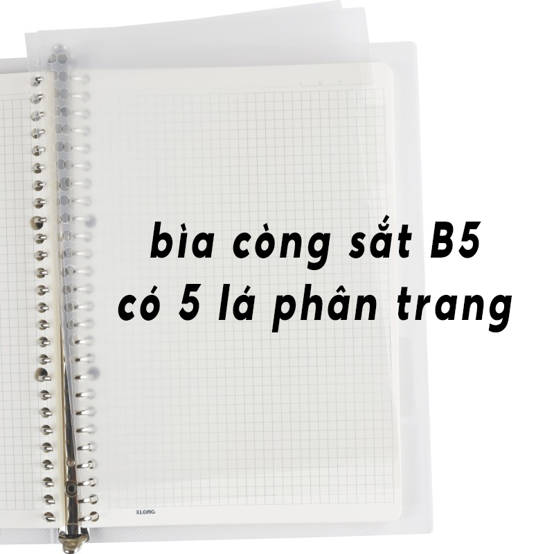 Sổ còng / Ruột còng Giấy Refill KLONG A5/B5/A4 Caro/Chấm bi/Kẻ ngang có bìa còng sắt, A5 lỗ, A5 20 lỗ, B5 9 lỗ, B5 26 lỗ, A4 30 lỗ, sổ môn học, sổ học tập, vở học tập, vở học sinh, tập học sinh, vở môn học