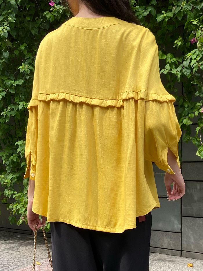 Áo kiểu nữ phối bèo vàng - Lovadova 22B08C003