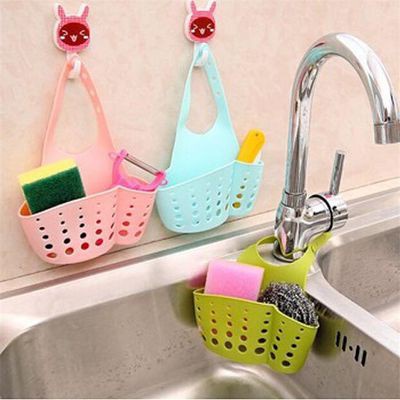 Laundry basket rag wash bowl, plastic basket hanging sink bowl multi-purpose mount faucet sink with clasps straps