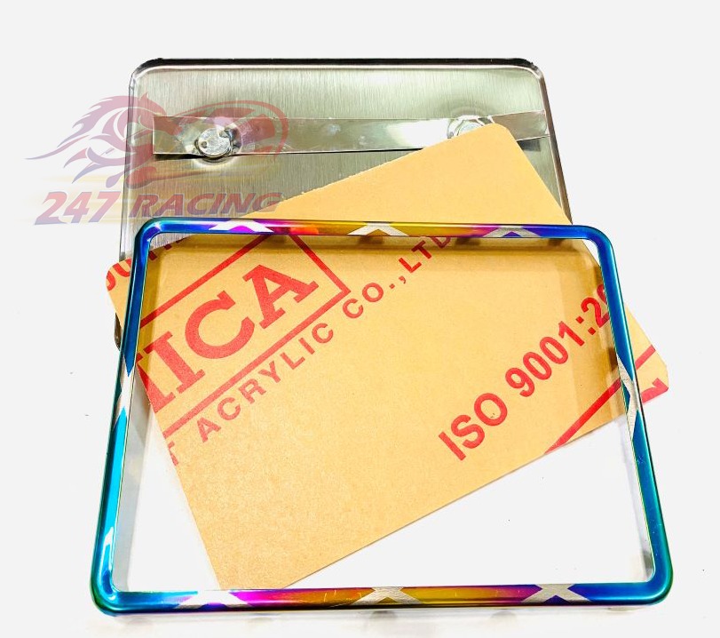 Combo 3 món Ốp biển số,meca,ốp sau INOX Xi 7 màu bắn LASER X phụ kiện xe máy siêu rẻ đẹp