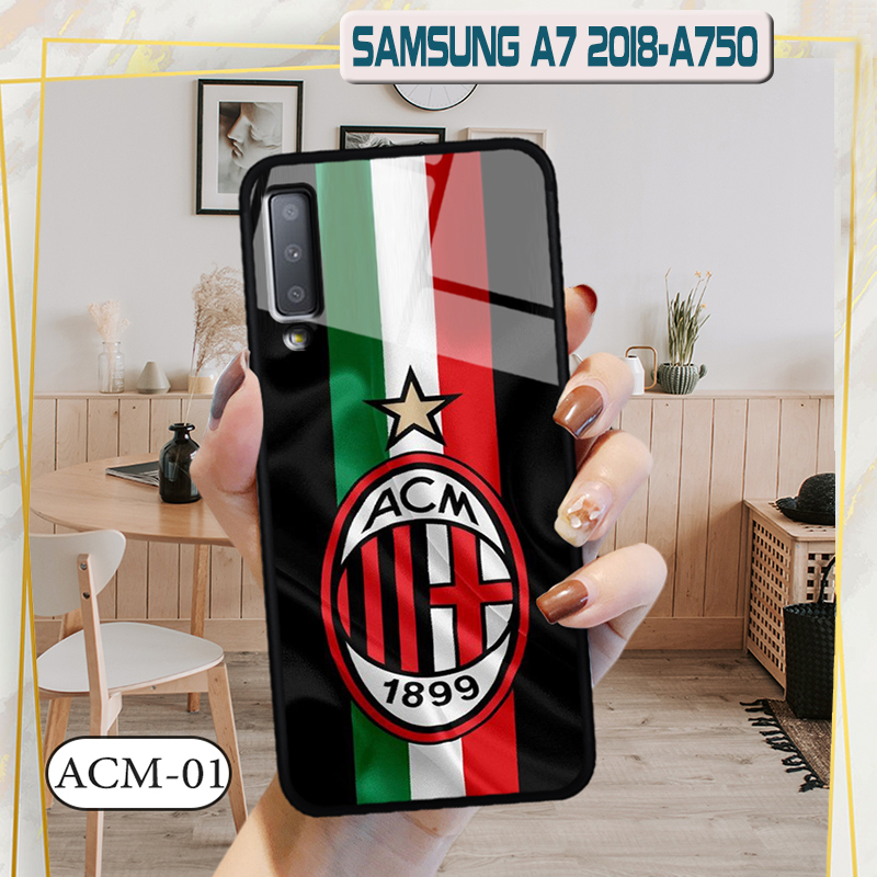 Ốp lưng kính 3D Samsung A7 2018 hình đội bóng