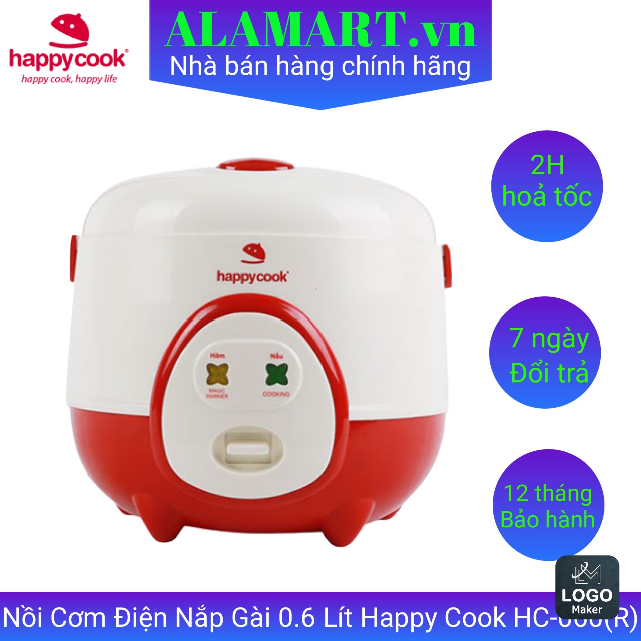 Nồi cơm điện Happy Cook 0.6L HC-060R