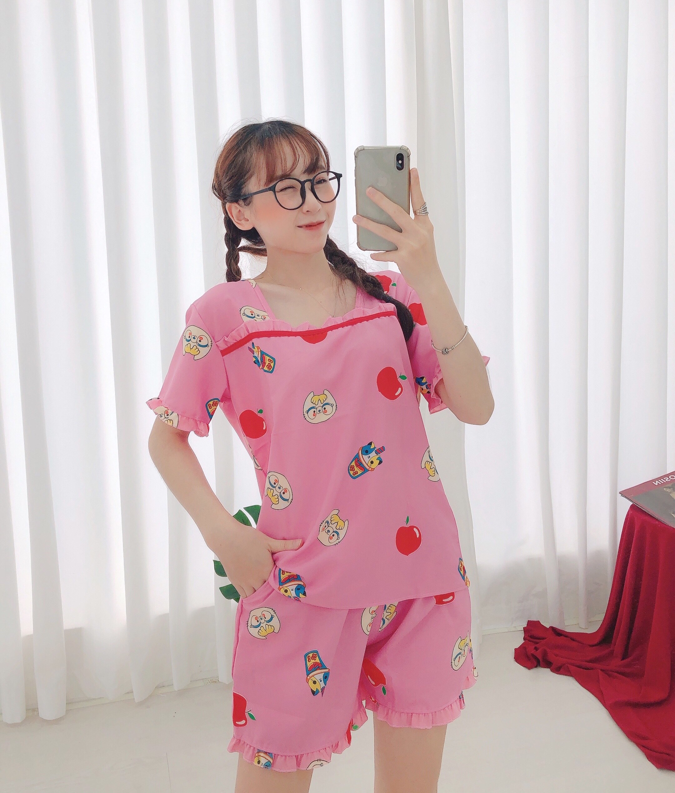 [3 size 46-70kg] Đồ bộ LỤA ĐÙI CỔ VUÔNG PHỐI KẺ MỀM MÁT DỄ THƯƠNG thời trang