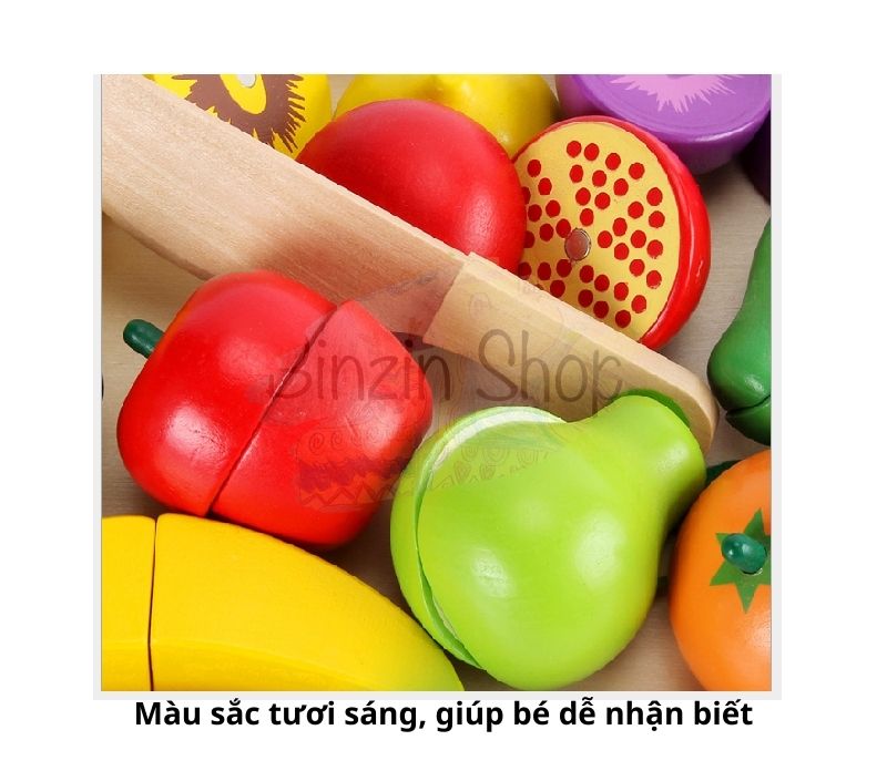 Bộ đồ chơi cắt hoa quả nam châm bằng gỗ