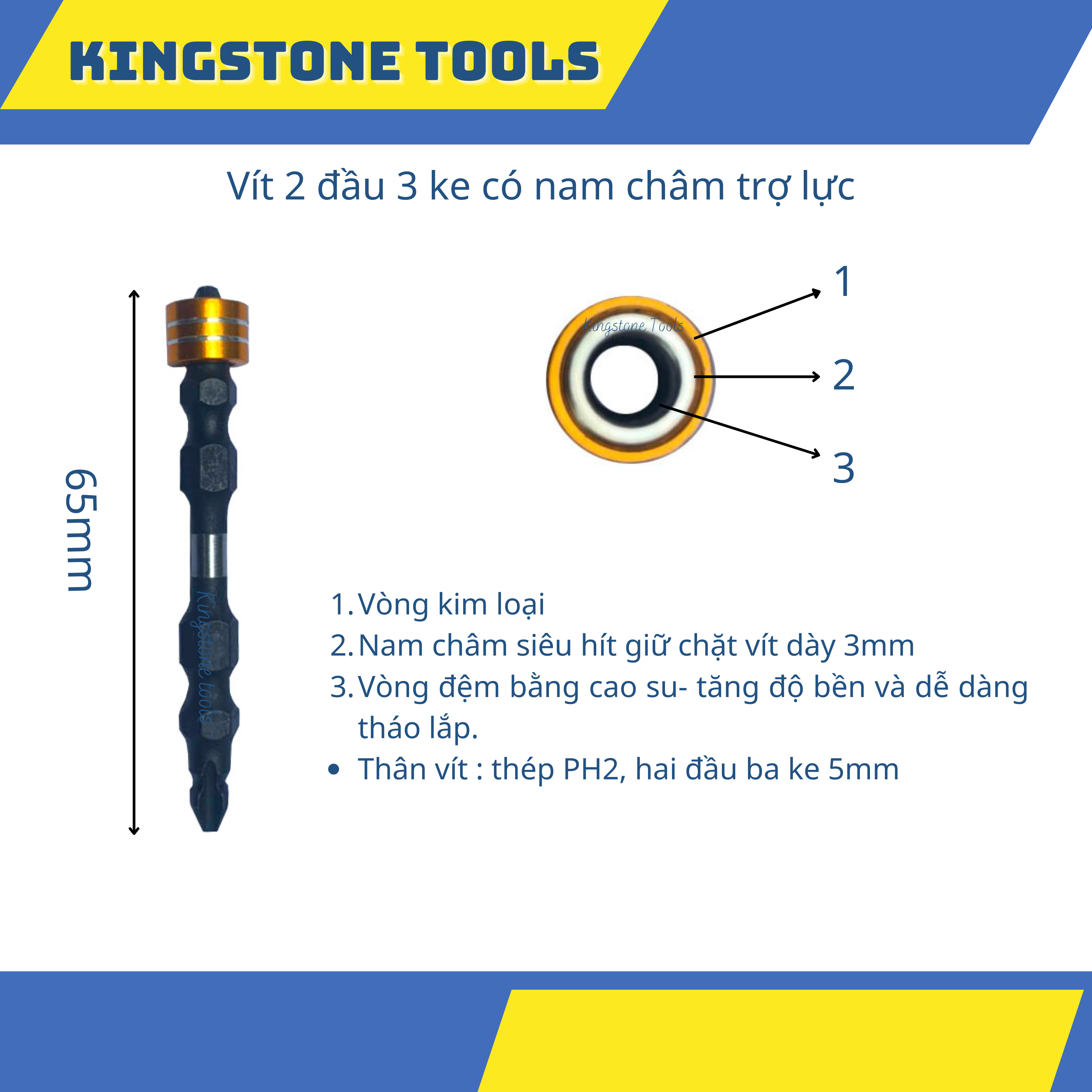 Vít nam châm đầu bắn vít có nam châm chống trượt tô vít đầu 4 cạnh nam châm siêu cứng