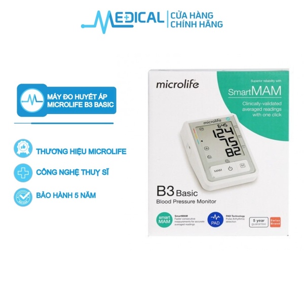 Máy đo huyết áp MICROLIFE B3 Basic công nghệ MAM thông minh đo 2 lần - MEDICAL