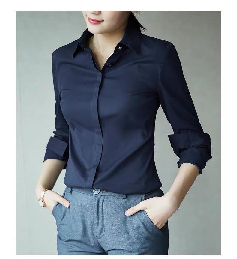 Áo Sơ Mi Nữ Trơn Công Sở Dấu Cúc Thời Trang PONIVA