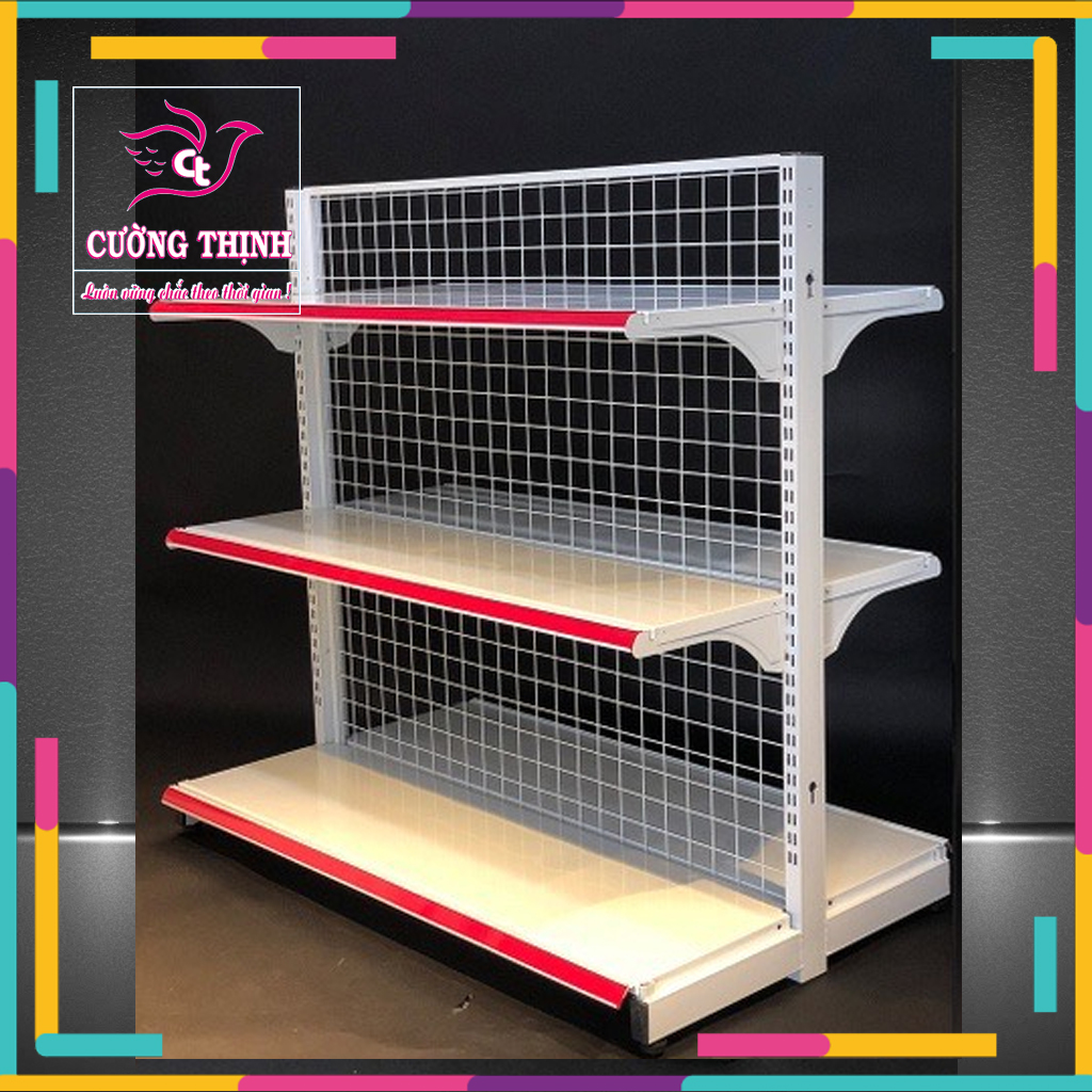 Kệ siêu thị đôi dài 70cm x rộng 70cm x cao 120cm x 3 tầng