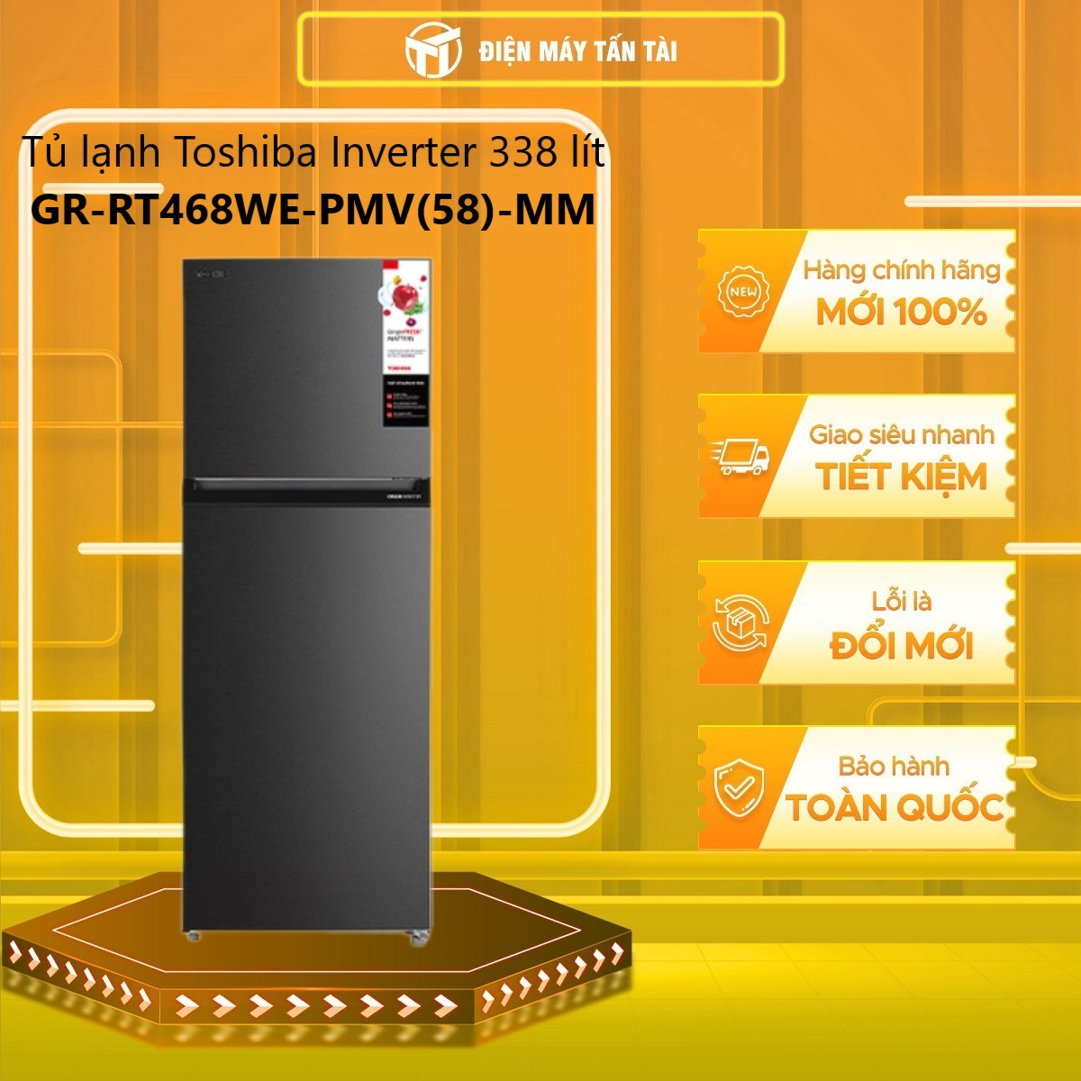 GR-RT468WE-PMV(58)-MM - Tủ lạnh Toshiba Inverter 338 lít GR-RT468WE-PMV(58)-MM - [HCM] [Trả Góp] - Hệ thống làm lạnh đa chiều Multi Air Flow Khử mùi diệt khuẩn tối ưu Pure BIO