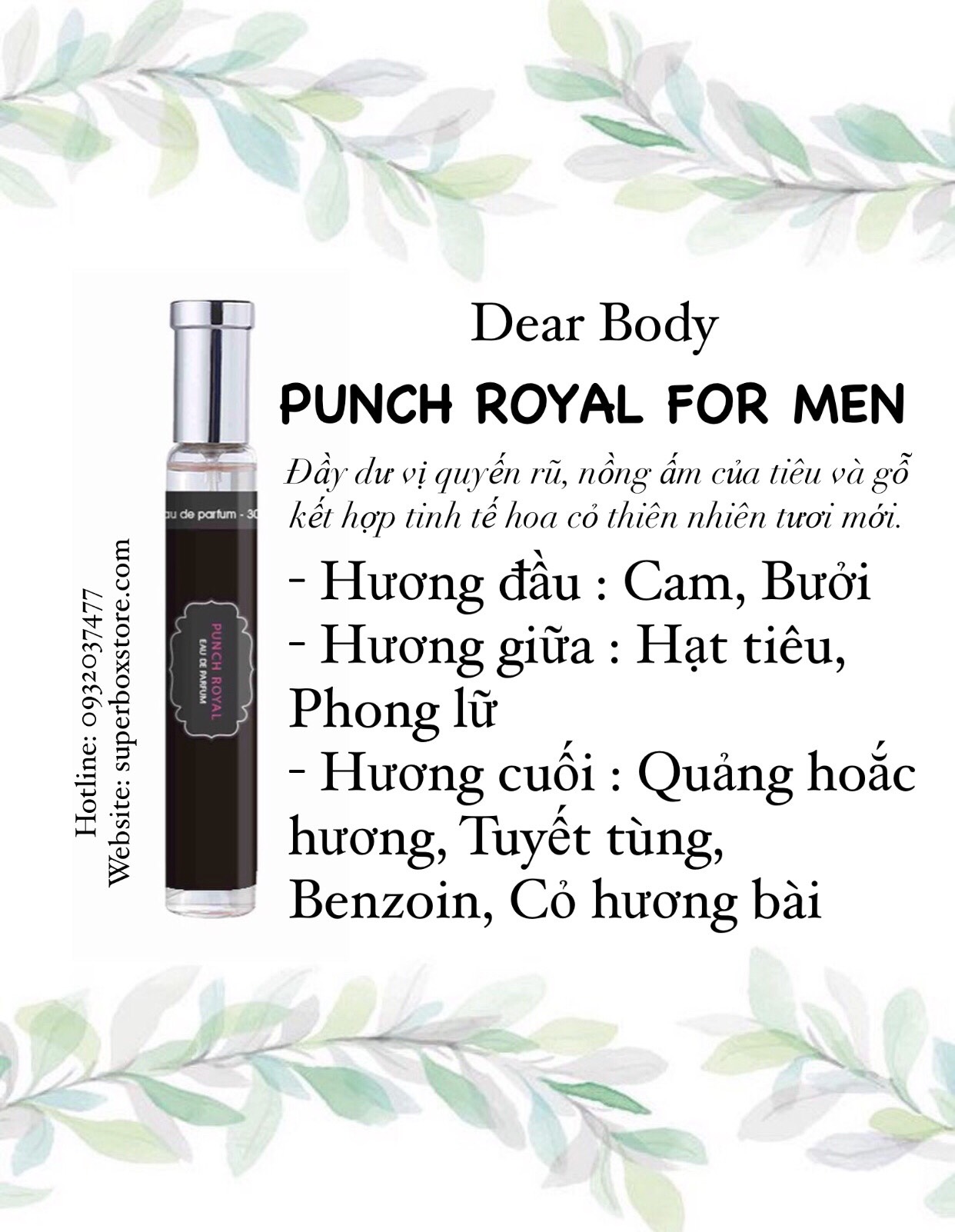 Nước hoa dear body - eau de parfume 30ml - dành cho nam