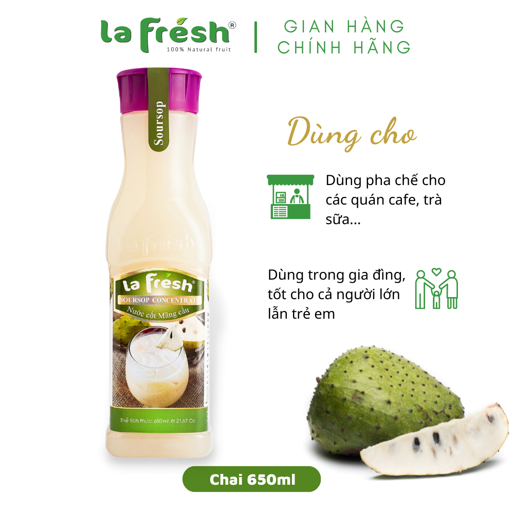 Nước Cốt Mãng Cầu Xiêm Lafresh Đà Lạt chai 650ml