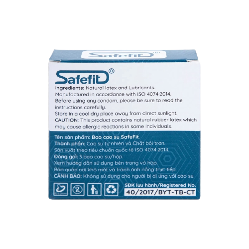 Bao cao su Comfortable mỏng trơn Safefit Tâm Thiện Chí