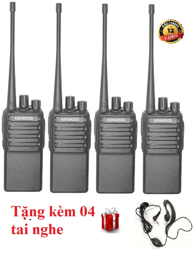 Bộ 4 Bộ Đàm Chất Lượng Cao Kenwoodd Tk3390 (Đen)-BN2 - Tặng kèm 04 Tai nghe theo máy (D)