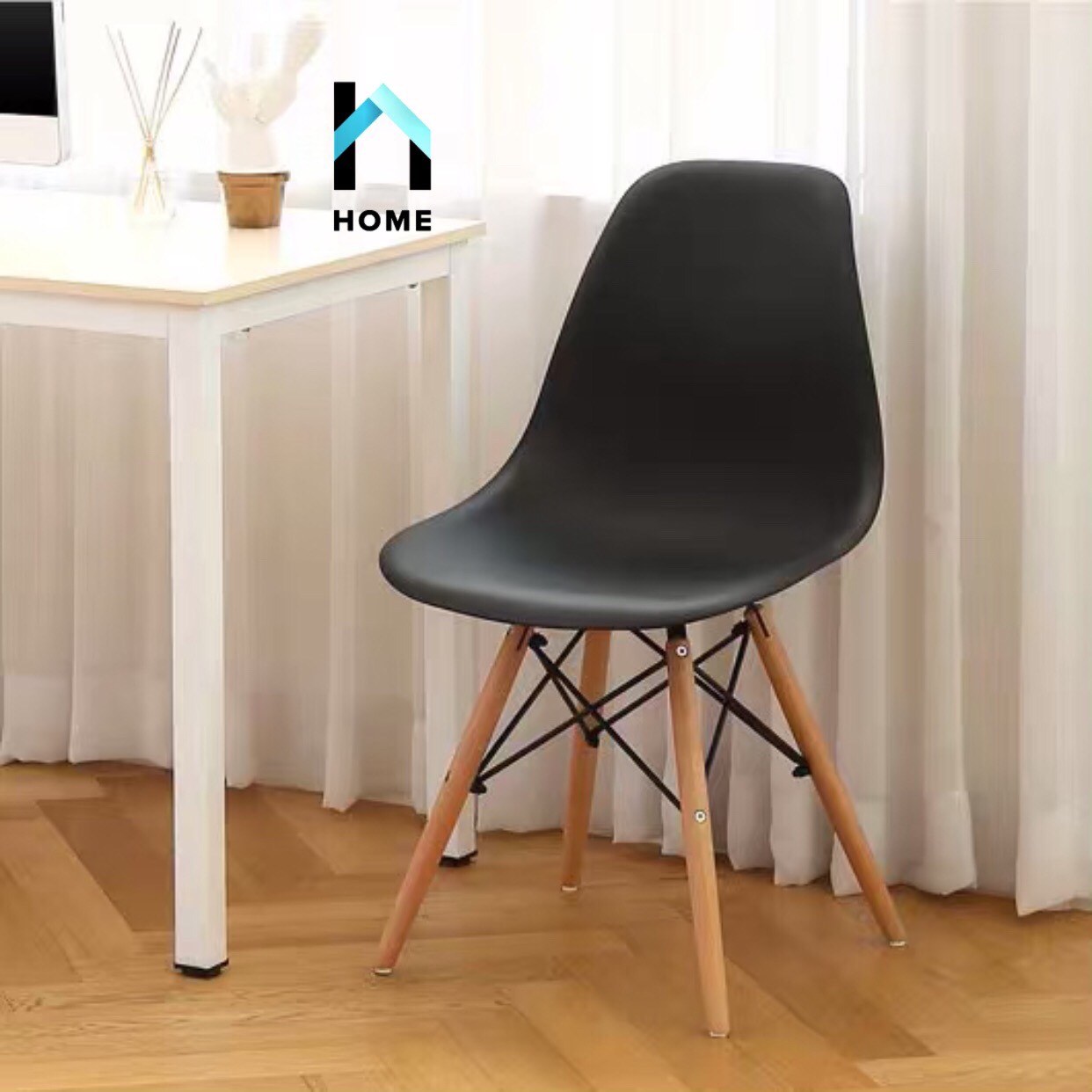 GHẾ EAMES Chân Gỗ Đan Thép (Ghế làm việc, quán cafe, phòng ăn...) Kiểu Hiện Đại Hàn Quốc